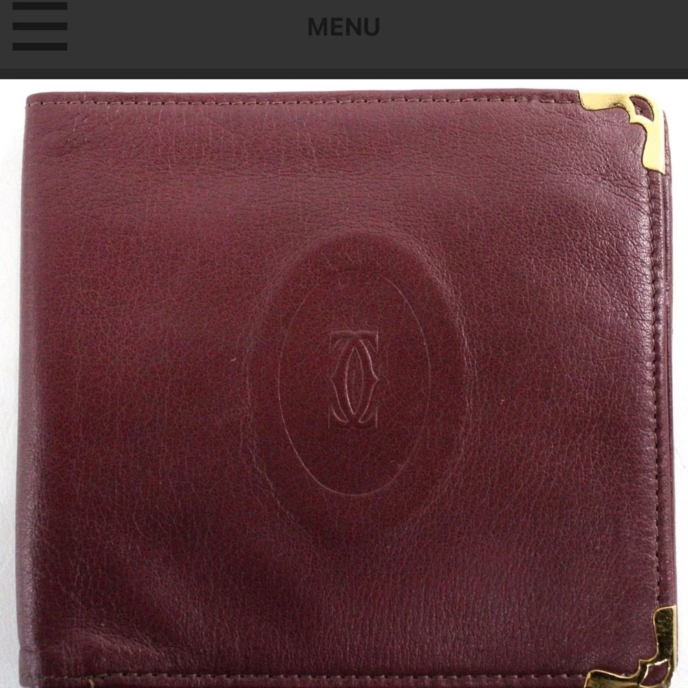 Authentic Cartier de Cartier Paris Bifold Wallet in Burgundy